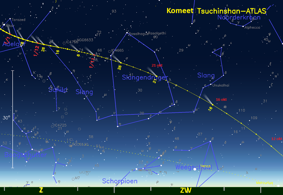 Komeet Tsuchinshan-ATLAS in oktober 2024